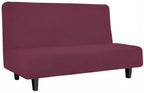 Easy-Going Stretch Futon Slipcover Armless Futon Bed Cover Furniture Protector Without Armrests with Elastic Bottom for Kids, Soft Jacquard Fabric Small Checks (Medium, ASH Rose)