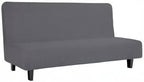 Easy-Going Stretch Futon Slipcover Armless Futon Bed Cover Furniture Protector Without Armrests with Elastic Bottom for Kids, Soft Jacquard Fabric Small Checks (Large, Grey)
