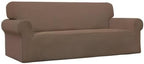 Easy-Going Stretch Sofa Slipcover 1-Piece Sofa Cover Furniture Protector Couch Soft with Elastic Bottom for Kids, Polyester Spandex Jacquard Fabric Small Checks (Sofa, Brown)