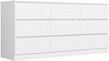 Vibe & Dine White Dresser 9 Drawer, Modern Long Dresser for Bedroom, Wood Chest of Drawers with Wide Storage for Living Room