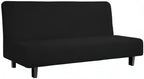 Easy-Going Stretch Futon Slipcover Armless Futon Bed Cover Furniture Protector Without Armrests with Elastic Bottom for Kids, Soft Jacquard Fabric Small Checks (Large, Black)