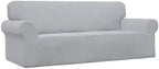 Easy-Going Stretch Oversized Sofa Slipcover 1-Piece Sofa Cover Furniture Protector Couch Soft with Elastic Bottom for Kids, Polyester Spandex Jacquard Fabric Small Checks Silver Gray
