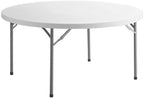 PRO&Family Commercial Round Folding Table, White Top, Powder-Coated Steel Frame, High-Impact Polyethylene Construction, Perfect for Wedding, Party, Shool, Church. (2, 60")