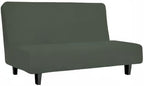 Easy-Going Stretch Futon Slipcover Armless Futon Bed Cover Furniture Protector Without Armrests with Elastic Bottom for Kids, Soft Jacquard Fabric Small Checks (Medium, Olive Green)
