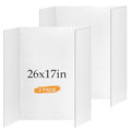 2 Pack Small Trifold Poster Board 26" x 17", White Corrugated Project Boards for Science Fairs, School Projects and Event Displays