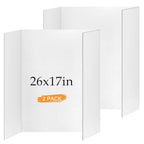 2 Pack Small Trifold Poster Board 26" x 17", White Corrugated Project Boards for Science Fairs, School Projects and Event Displays
