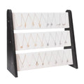 Necklace Holder 3 Tier Wood Necklace Organizer Stand with White Velvet, Necklace Display Stand for Selling, Chain Necklace Holder Rack for Show, 72 Necklaces Bracelets - style: Black Side Panels-White