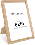 puthiac 8x10 Solid Oak Wood Picture Frame with 6x8 Mat, Natural Oak, 1 Pack
