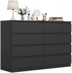 Spaco Black Dresser for Bedroom,Modern 8 Drawer Dresser with Deep Drawer,Wide Storage Chest of Drawer for Closet,Wood Bedroom Storage Organizer Furniture,TV Stand for Living Room