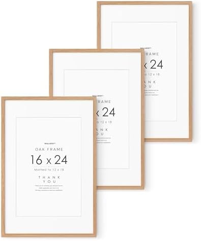 16x24 Poster Frame, Solid Oak Wood 16x24 Frames with Mat to 12x18