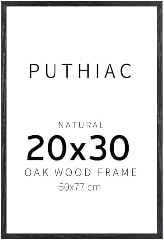 puthiac 20x30 Solid Oak Wood Picture Frame, Black, 1 Pack