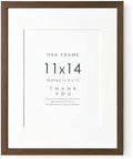 11x14 Picture Frame, Solid Oak Wood 11x14 Photo Frame with Mat to 8x10