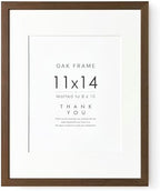 11x14 Picture Frame, Solid Oak Wood 11x14 Photo Frame with Mat to 8x10