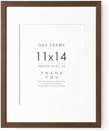 11x14 Picture Frame, Solid Oak Wood 11x14 Photo Frame with Mat to 8x10