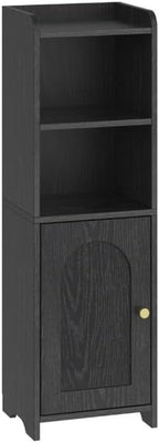Hzuaneri Bathroom Storage Cabinet, Corner Floor Cabinet with Doors and Adjustable Shelf, Narrow Toilet Paper Cabinets, Bathroom Organizer for Small Spaces, Black BC39704X