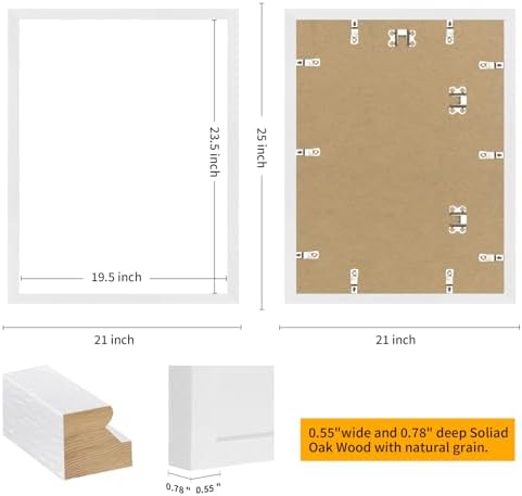 puthiac 20x24 Solid Oak Wood Picture Frame, White, 1 Pack