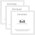 puthiac 8x8 Solid Oak Wood Picture Frames, White, 3 Pack