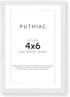 puthiac 4x6 Solid Oak Wood Picture Frame, White, 1 Pack