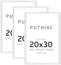 puthiac 20x30 Solid Oak Wood Picture Frames, White, 3 Pack