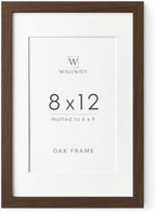 8x12 Picture Frame, Solid Oak Wood 8x12 Photo Frames with Mat to 6x9