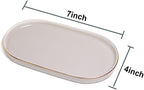 Ceramic Jewelry Dish, Perfume Vanity Tray, 7x4 Decorative Catch All Bowl for Trinket Key Ring, Small Bathroom Counter Tray, Soap Tray for Kitchen Sink (Grey)