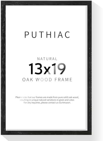 puthiac 13x19 Solid Oak Wood Picture Frame, Black, 1 Pack