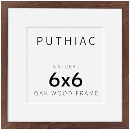 puthiac 6x6 Solid Oak Wood Picture Frame, Walnut, 1 Pack