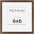 puthiac 6x6 Solid Oak Wood Picture Frame, Walnut, 1 Pack