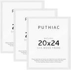 puthiac 20x24 Solid Oak Wood Picture Frames, White, 3 Pack