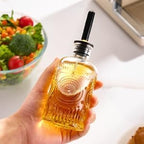 Baalaka Olive Oil Dispenser Bottle for Kitchen with Metal Spout, Glass Oil Bottles 7OZ, Elegant Glass Cooking Dispenser for Kitchen Juice Mouthwash Honey Syrup Coffee Syrup-2pcs
