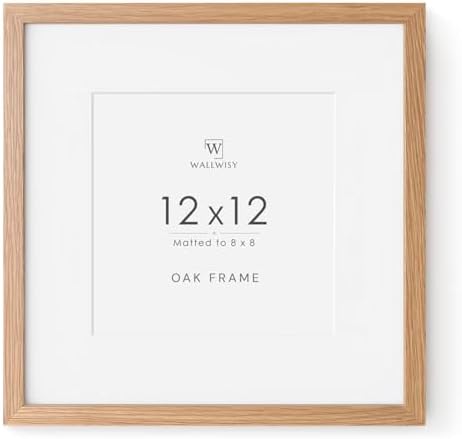 12x12 Wood Frame, Solid Oak 12x12 Picture Frames with Mat to 8x8