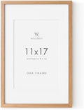 11x17 Picture Frame, Solid Oak Wood 11x17 Poster Frame with Mat to 8x12