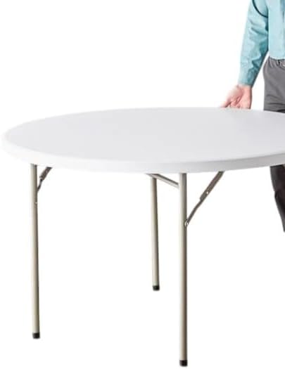PRO&Family Commercial Round Folding Table, White Top, Powder-Coated Steel Frame, High-Impact Polyethylene Construction, Perfect for Wedding, Party, Shool, Church. (3, 48")