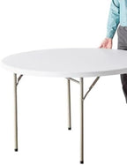 PRO&Family Commercial Round Folding Table, White Top, Powder-Coated Steel Frame, High-Impact Polyethylene Construction, Perfect for Wedding, Party, Shool, Church. (3, 48")