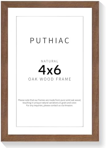 puthiac 4x6 Solid Oak Wood Picture Frame, Walnut, 1 Pack