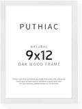 puthiac 9x12 Solid Oak Wood Picture Frame, White, 1 Pack