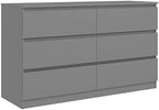 Vibe & Dine Grey Dressers for Bedroom, Double Dresser with 6 Drawers, Modern Chest of Drawers with Wide Storage for Closet, Bedroom, Living Room