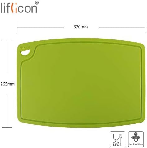 Liflicon Extra Large Thick Silicone Cutting Board 14.6'' x 10.43'' Chopping Board Flexible Cutting Mats Dishwasher Safe-Green