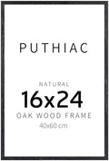 puthiac 16x24 Solid Oak Wood Picture Frame, Black, 1 Pack