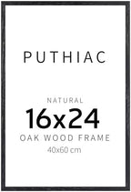 puthiac 16x24 Solid Oak Wood Picture Frame, Black, 1 Pack