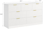 7 Drawer Fluted Dresser with Deep Drawers for Bedroom, White丨55 Wide Mid Century Dresser, Modern Chest of Drawers, Wood TV Stand Storage Organizer for Closet, Living Room, Hallway