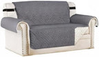 H.VERSAILTEX Reversible Loveseat Cover Furniture Protector Anti-Slip Water Resistant 2" Elastic Straps Couch Covers Pets Kids Fit Sitting Width Up to 54"(Oversized Loveseat: 75" x 98", Gray/Beige)