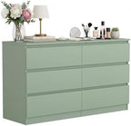 Green Dresser for Bedroom, Modern Large 6 Drawer Dresser with Deep Drawer,Wide Storage Chest of Drawers,TV Stand for Living Room