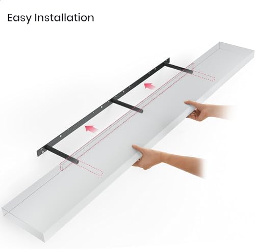 Ballucci Floating Shelves for Wall, 60" Wood Wall Shelf Set of 2, with Invisible Brackets for Bathroom, Living Room, Bedroom, Kitchen, Nursery, 8" Deep, White