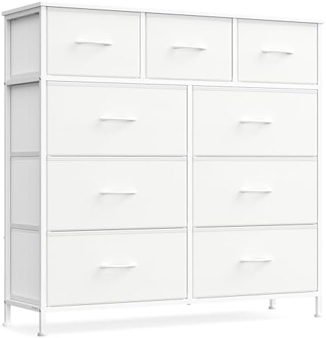 SONGMICS Dresser for Bedroom, Wide Dresser with 9 Fabric Drawers