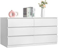 Karl home White 55-Inch 6 Drawer Modern Dresser, Bedroom Storage Chest