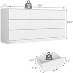Spaco White 9 Drawer Dresser for Bedroom,Modern Long Dresser with Deep Drawer,Large Storage Chest of Drawer,Wood Bedroom Storage Organizer Furniture Drawers for Living Room