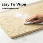MateeyLife Silicone Mat Waterproof 12"X19", Ideal for Dog and Cat Food Mat, Dog Bowl Mats for Food and Water, Pet Placemat with Lip for Messy Drinkers to Protect Floor, Khaki