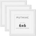 puthiac 6x6 Solid Oak Wood Picture Frames, White, 3 Pack