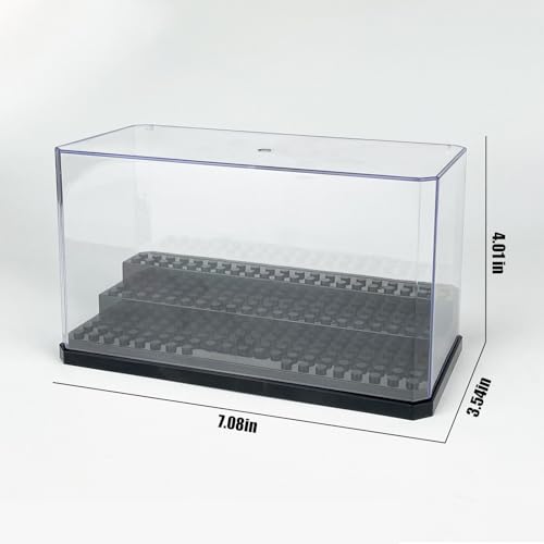 Acrylic Minifigure Display Case Stackable Action Figures Blocks Display Box, Clear Dustproof Display Case Box for Lego Lovers - color: Black, size: Medium 4 Pack